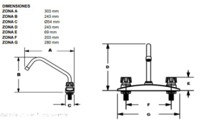 Mezcladora para Cocina de 8” con Manerales